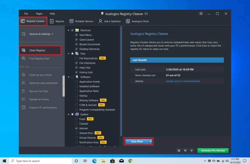 auslogics registry cleaner pro full