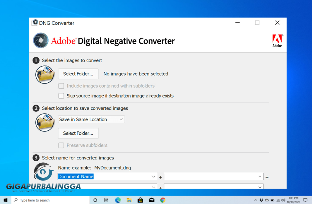 adobe dng converter windows 10
