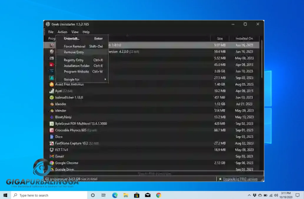 geek uninstaller windows 10