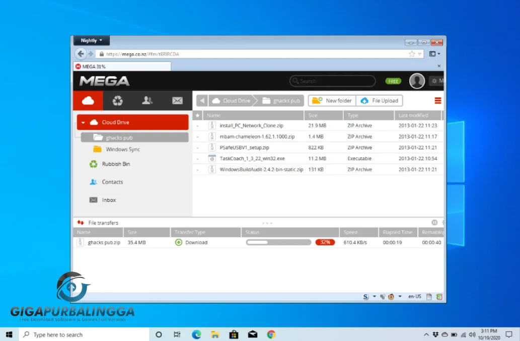 megasync download folder
