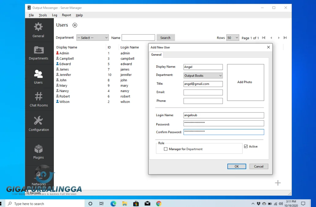 output messenger server keygen