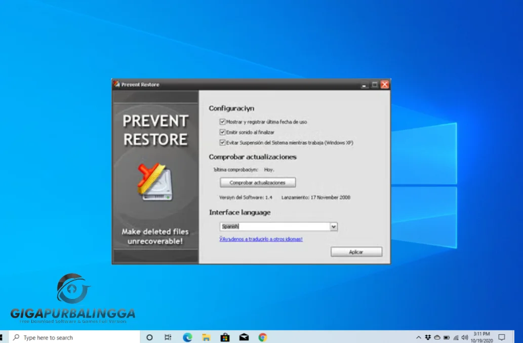 prevent restore professional full version