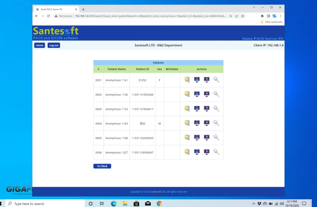 sante pacs server pg free download