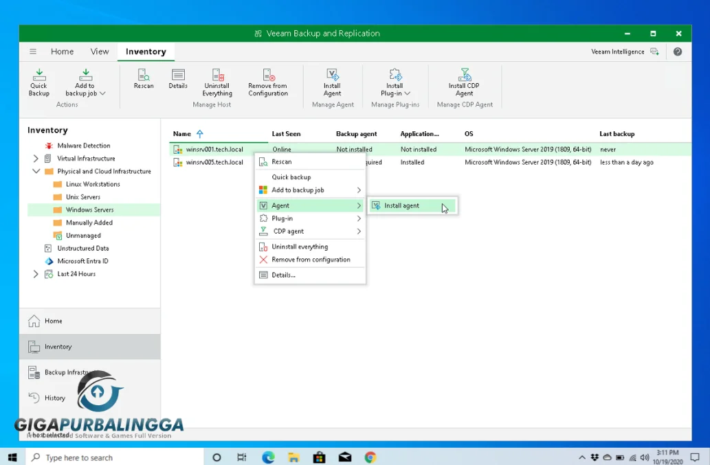 veeam agent for windows versions